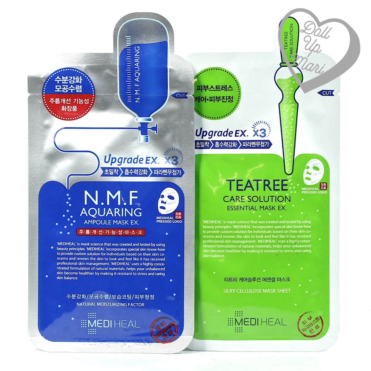 Pack Shot of Mediheal NMF and TeaTree Solution Mask Sheets